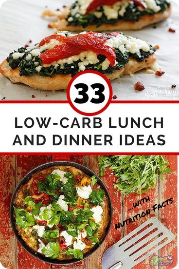 33 Low Carb Lunch and Dinner Ideas- With Nutrition Facts. Repin this and then click through to get some great new ideas: https://www.dietvsdisease.org/33-low-carb-lunch-and-dinner-ideas/