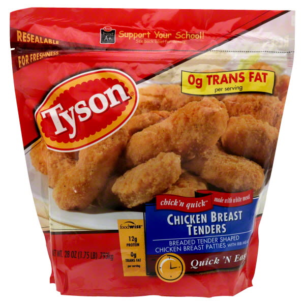 breaded chicken and frozen foods high in fat