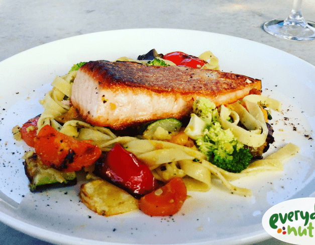 Fettucine with Salmon and Vegetables