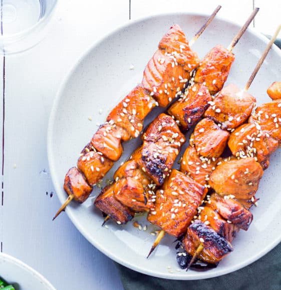 Sweet and Sticky Salmon Skewers 