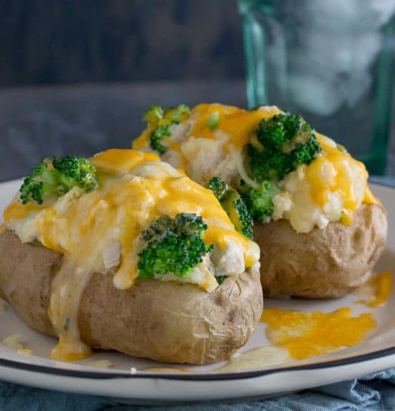 Chicken Cheese and Broccoli Twice-Baked Stuffed Potatoes