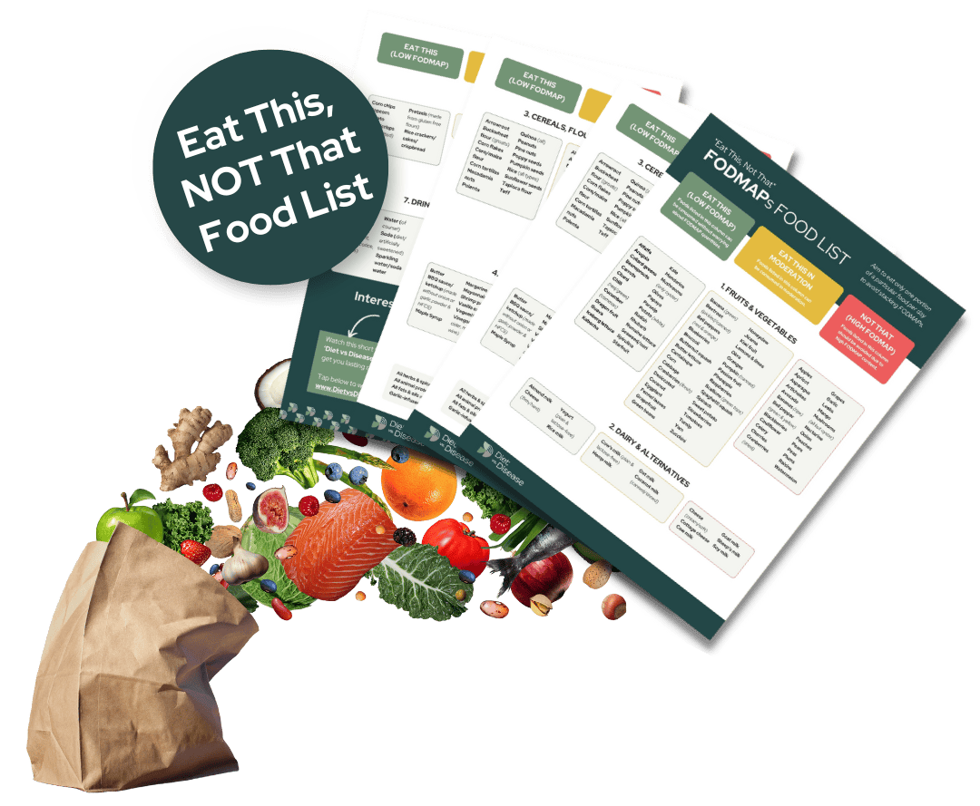 Eat This, Not That low FODMAP food list mockup
