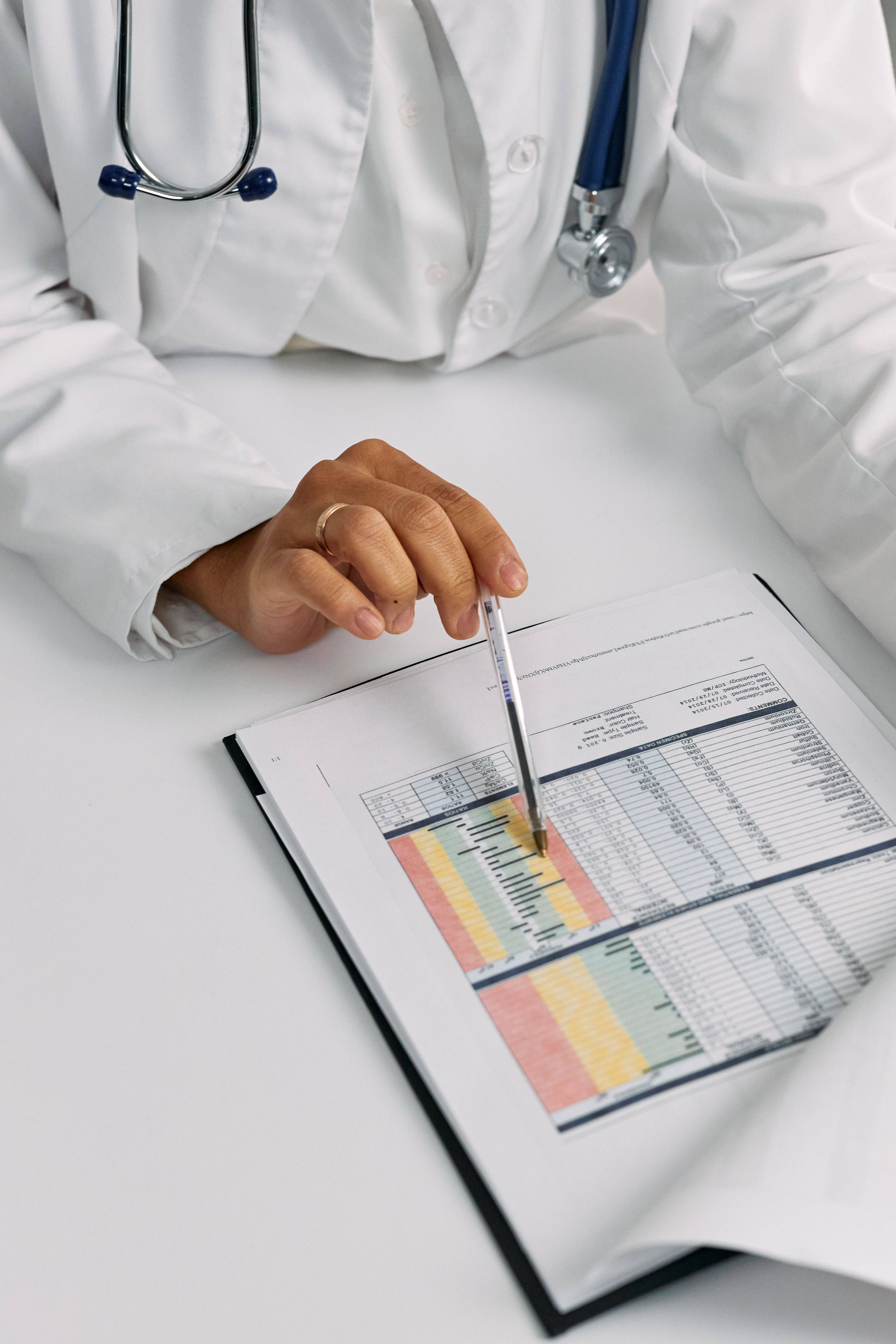doctor looking at test work for IBS patient